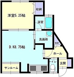 Ａ’ｓ　ｈｏｕｓｅ 1階1DKの間取り