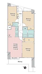 柏パーク・ホームズ 3LDKの間取図画像