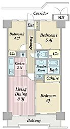 アドリーム南行徳 3LDKの間取図画像