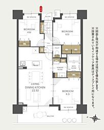 ホーリーウッド稲毛 3LDKの間取図画像