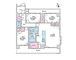ライオンズ津田沼レイフォート 3LDKの間取図画像