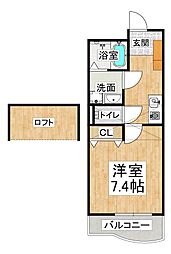 神戸アスタカレッジハイツ 1Kの間取図画像