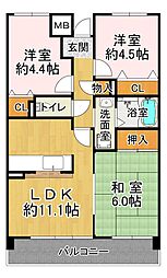井吹東シティコート3号棟 3LDKの間取図画像