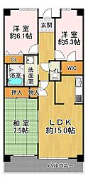 井吹西シティコート 3LDKの間取図画像