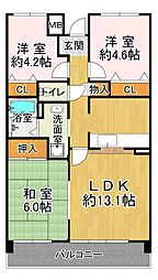 井吹東シティコート3号棟 3LDKの間取図画像