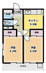 クリーンハイム学園 2階ワンルームの間取り