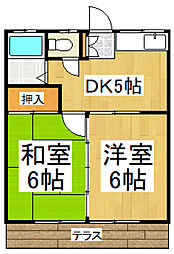 サンハイツ 2DKの間取図画像
