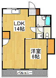 双葉ハイツ2 1LDKの間取図画像