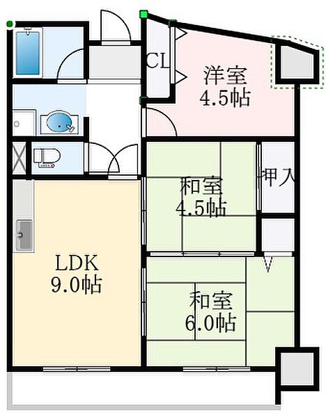 大阪府大阪狭山市東池尻2丁目(賃貸マンション3LDK・2階・63.00㎡)の写真 その2