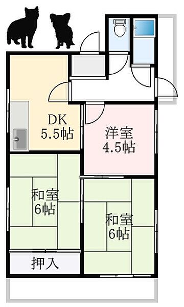 大阪府河内長野市木戸1丁目(賃貸マンション3DK・3階・47.85㎡)の写真 その2