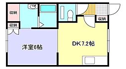 コーポ佐藤 1DKの間取図画像