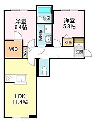 JR東海道・山陽本線 草津駅 徒歩21分の賃貸マンション 1階2LDKの間取り