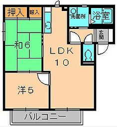 シティパレスII 1階2LDKの間取り