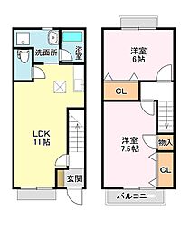 パークサイド伊勢 2LDKの間取図画像