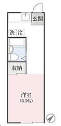 モデコ桐生 2階ワンルームの間取り