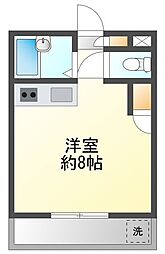 JR新宮センチュリー21 1階ワンルームの間取り