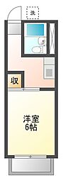 プリエール八田B棟 1Kの間取図画像