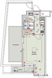 セリュークス田園調布南 401 4階1Kの間取り