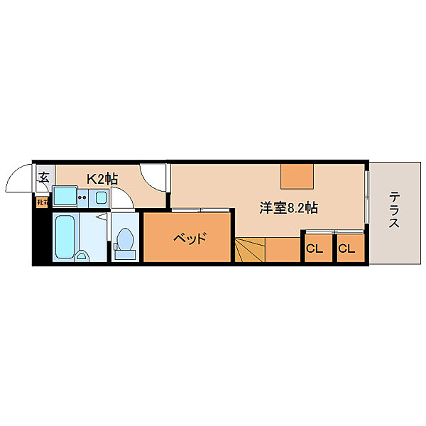 レオパレスグランディール 203｜京都府木津川市州見台7丁目(賃貸マンション1K・2階・22.35㎡)の写真 その2