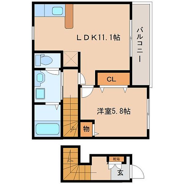 ウィンズ高畑 202｜奈良県奈良市高畑町(賃貸アパート1LDK・2階・45.84㎡)の写真 その2