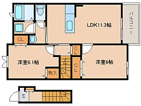 ブローテ 201 ｜ 京都府木津川市城山台1丁目21-8（賃貸アパート2LDK・2階・57.07㎡） その2