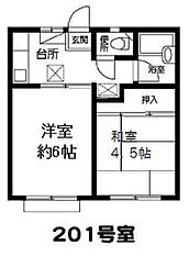 岬サンライズ 2階2DKの間取り