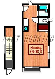 小田急小田原線 参宮橋駅 徒歩7分の賃貸アパート 2階ワンルームの間取り