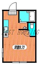 小田急小田原線 南新宿駅 徒歩3分の賃貸アパート 3階ワンルームの間取り
