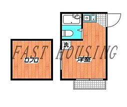 京王井の頭線 駒場東大前駅 徒歩6分の賃貸アパート 2階1SKの間取り