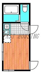 京王線 初台駅 徒歩4分の賃貸マンション 3階ワンルームの間取り