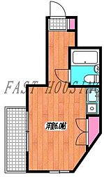 京王線 笹塚駅 徒歩13分の賃貸マンション 1階ワンルームの間取り