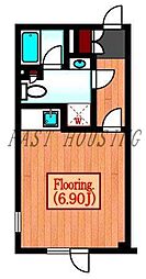 小田急小田原線 参宮橋駅 徒歩2分の賃貸マンション 4階ワンルームの間取り