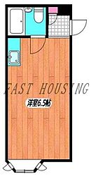 都営新宿線 曙橋駅 徒歩6分の賃貸マンション 2階ワンルームの間取り