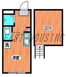 東京メトロ千代田線 代々木上原駅 徒歩7分の賃貸アパート 1階ワンルームの間取り