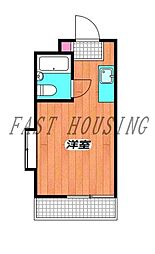 京王線 笹塚駅 徒歩9分の賃貸マンション 3階ワンルームの間取り