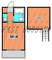 幡ヶ谷ハイム 1Kの間取図画像