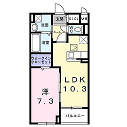 アストラル　ノーブル 102 1階1LDKの間取り