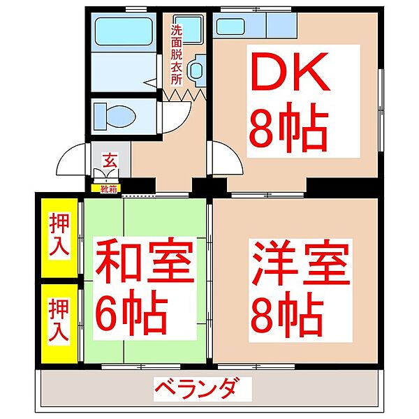 ソファレ玉里Ｂ棟 ｜鹿児島県鹿児島市玉里団地1丁目(賃貸アパート2DK・1階・45.00㎡)の写真 その2