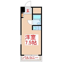 皐月マンション天文館 3階ワンルームの間取り