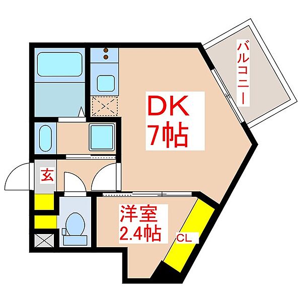 Ｇ／718 ｜鹿児島県鹿児島市新屋敷町(賃貸マンション1DK・5階・24.69㎡)の写真 その2