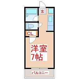 メゾンアリーナ 5階ワンルームの間取り