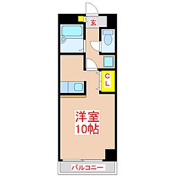 新屋敷山元マンション 3階ワンルームの間取り