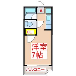 メゾンアリーナ 4階ワンルームの間取り