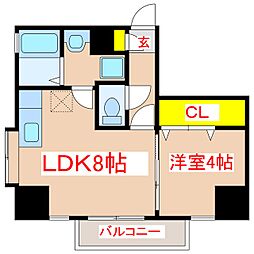 さくらヒルズ千日町 1LDKの間取図画像