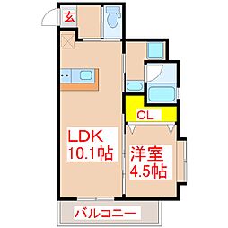 フィオーレ城南 5階1LDKの間取り