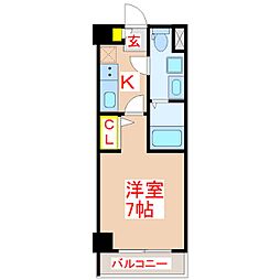 リファレンス照国 4階1Kの間取り