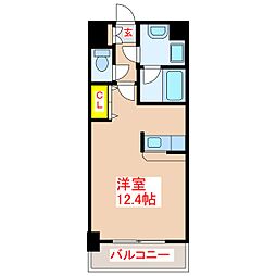 パークサイド加治屋町 9階ワンルームの間取り