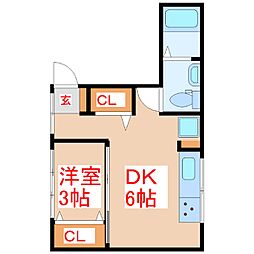 リファレンス天文館 3階1DKの間取り