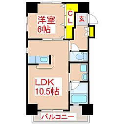 さくらヒルズマリンポート 4階1LDKの間取り