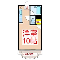 ビッグバーンズマンション新屋敷 ワンルームの間取図画像
